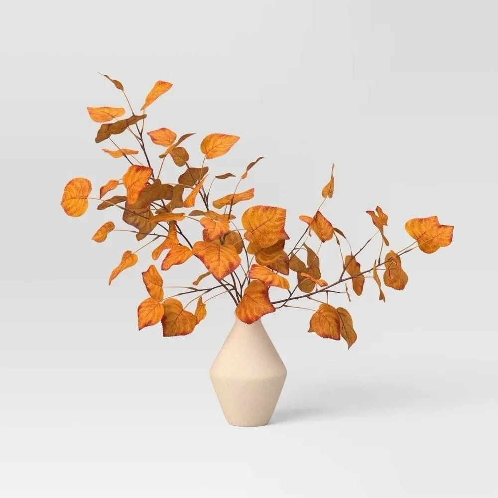 Large 22” Orange Fall Leaf Artificial Plant Arrangement - Threshold NEW